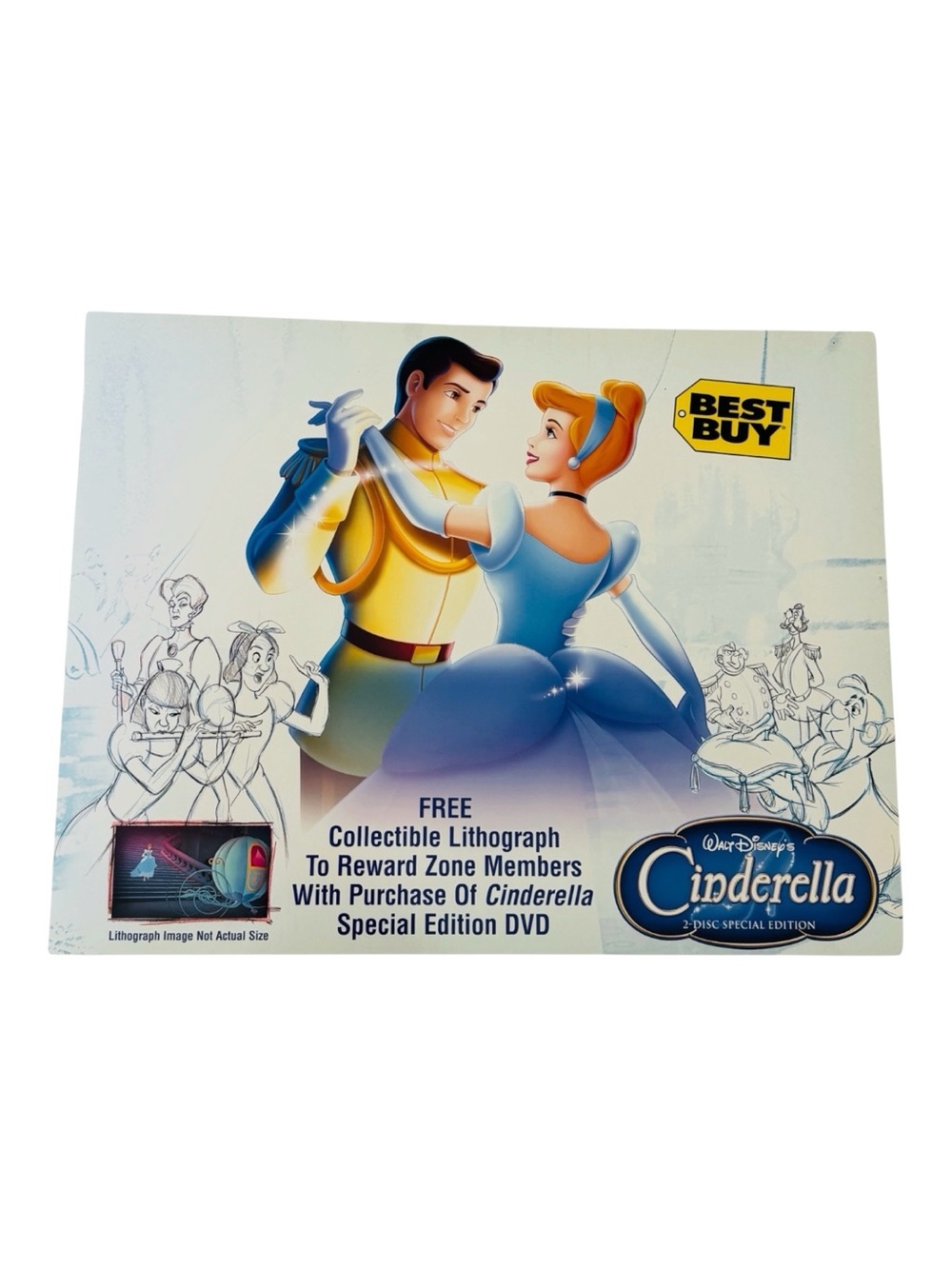 Cinderella Disney Best Buy Reward Zone Exclusive Collectible Lithograph Vintage